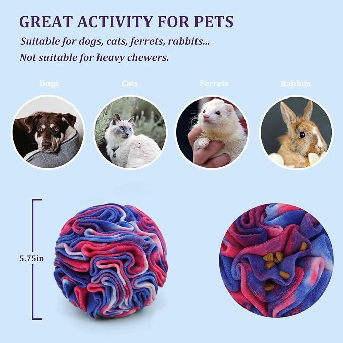 Ablechien Snuffle Ball for Dogs, Sniffle Interactive Treat Toy, Washable Puppy Treat Toy, Foraging Puzzle Ball Toy, Mind Games for Dogs, Enrichment Dog Toys