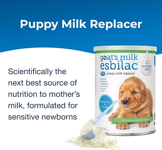 Pet-Ag Goat’s Milk Esbilac Powder - 12 oz - Powdered Puppy Formula with Prebiotics, Probiotics & Vitamins for Puppies Newborn to Six Weeks Old - For Sensitive Digestive Systems