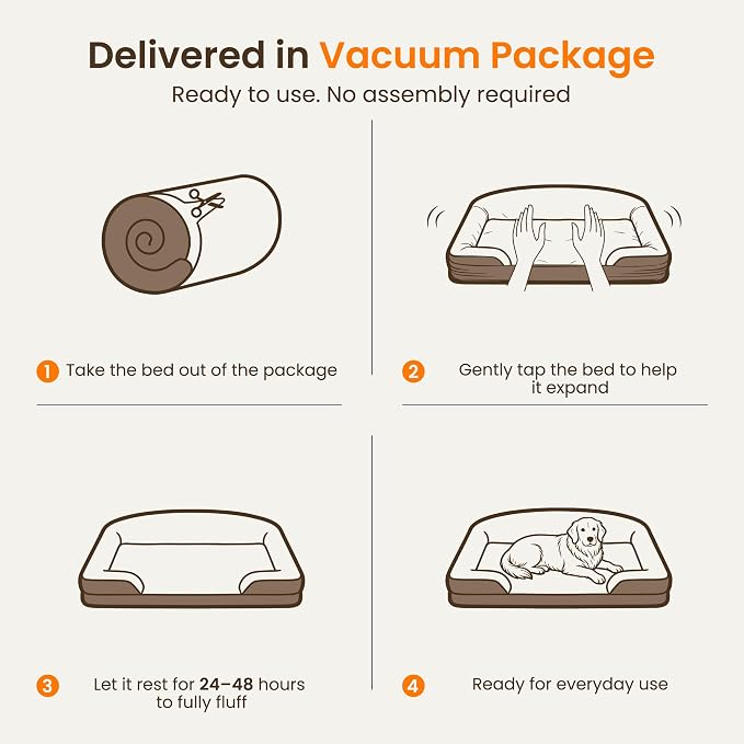 TRAHOME Orthopedic Dog Bed for Extra Large Dogs, 45 x 30 Inch Waterproof Egg Crate Foam XL Dog Couch Bed with Sides, Washable Removable Cover, Non Slip Bottom, Dark Grey