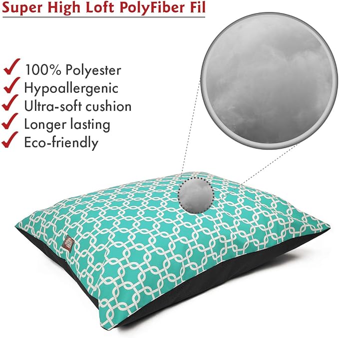 Majestic Pet Large Rectangle Dog Bed Washable Non Slip Comfy Pillow Bed Super Value 46 x 35 Inch Teal