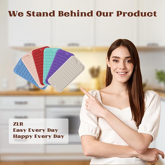 ZLR Silicone Sink Caddy Tray (6" x 12" / 153 x 305mm) - Narrow Sponge Holder for Kitchen Counter - Waterproof Dish Drying Mat, Non-Slip Soap Dispenser Mat & Bathroom Vanity Organizer (Coffee)