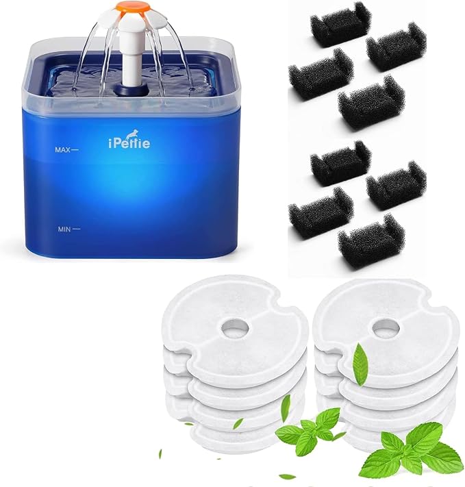 iPettie Bundle丨Neverland Fountain + 8 Carbon and 8 Sponge Filter Replacements
