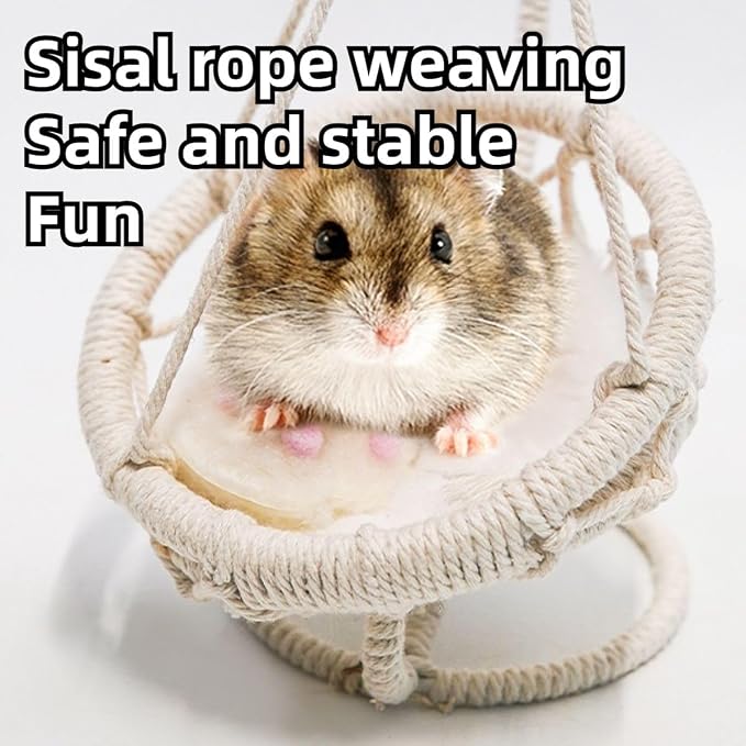 Hamster Hammock Swing Bed House Hanging Hammock Woven Swing Hamster Toys for Pets Small Animal Sugar Glider Cage Accessories