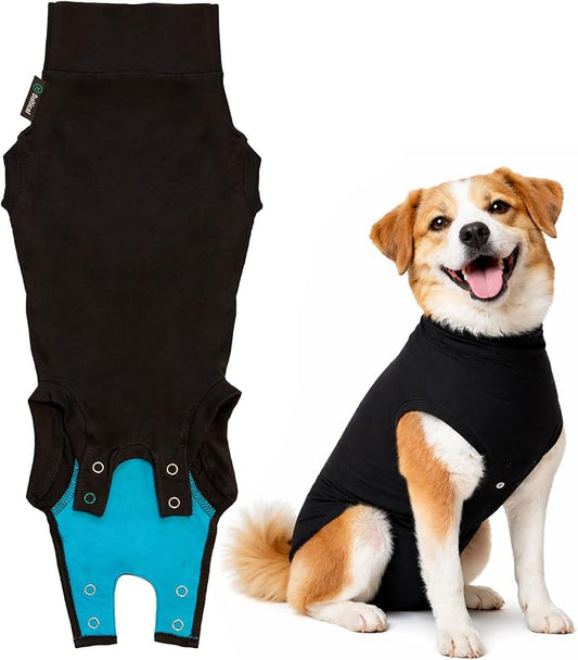Suitical Recovery Suit for Dogs - Dog Surgery Recovery Suit with Clip-Up System - Breathable Fabric for Spay, Neuter, Incontinence - Back 24-28.3 in, Weight 48-60 lbs Medium +, Black