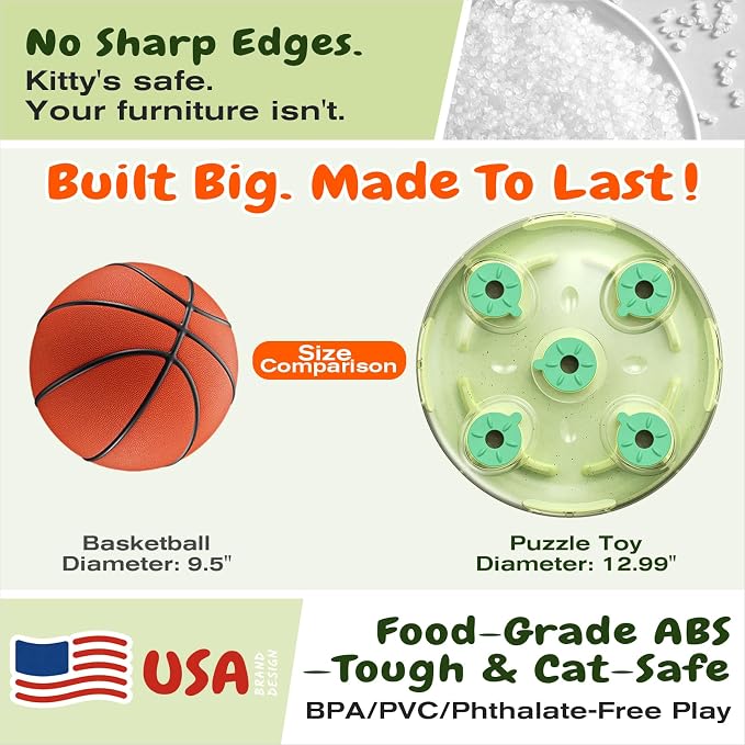 KADTC Cat Puzzle Toy, Large Size, 2 Ways to Play, Treat Puzzle & Foraging Balls for Indoor Cats, Kitten Enrichment Toy, Interactive Brain-Teasing Game