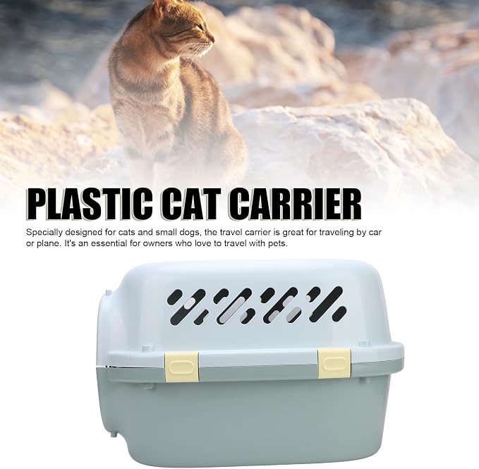 Portable Hard Shell Pet Carrier, ABS Material Sturdy and Large Space Breathable Cat Travel Carrier for Aircraft Travel Hiking Walking (Large)
