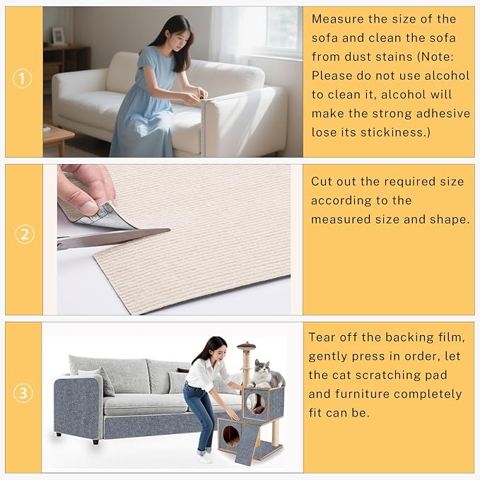 Cat Scratch Furniture Protector, 78.7x15.8inch Adhesive Cat Scratch Pad Deterrent for Furniture, DIY Climbing Cat Scratcher Couch Protector from Cat Claws Scratching for Indoor (Gray)