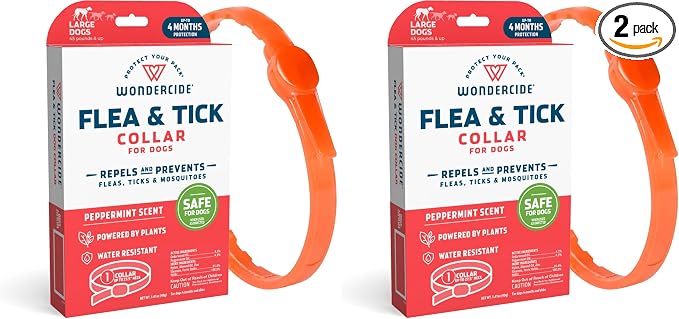 Wondercide Dog Collar - Flea, Tick, and Mosquito Repellent for Dogs - with Natural Essential Oils - Up to 4 Months Protection - Large (Pack of 2)