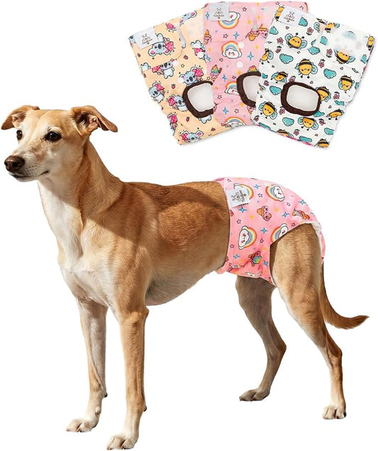 CuteBone Dog Diapers Female Washable Small Medium Large 3 Pack Reusable Doggie Diapers Puppy Period Pants for Doggy Heat Cycle Peeing