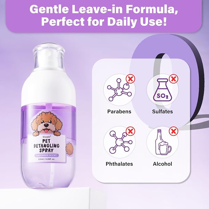 Pet Tear Stain Remover Balm with Pro Powder Brush,Dog Detangler Spray Dematting