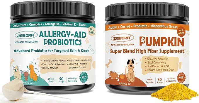 ZEBORA Pumpkin Powder for Dogs & Dog Allergy Relief Powder