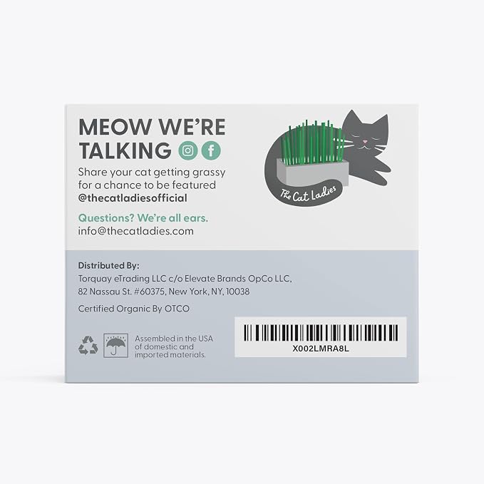 The Cat Ladies Cat Grass Kit with Rustic Wood Planter, Seed and Soil. Easy to Grow for Indoor or Outdoor Cats, Dogs and Other Pets. Prevent Hairballs and Aid Digestion