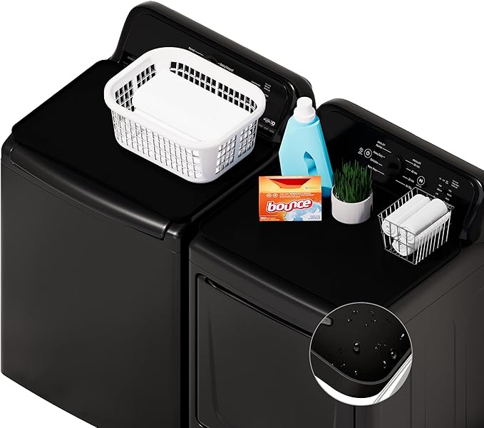 2 PACKS SEIRI Washer and Dryer Topper, 26" x 18" Silicone Top Protector Mat for Slant Top Surface Cover and Top Load Washing Machine Laundry Room Non-Slip Waterproof Dryer Cover Medium (Black)