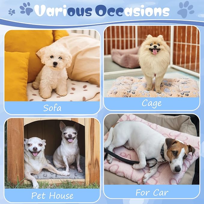 4 Pcs Dog Cat Bed Guinea Pig Mats Ultra Soft Dog Crate Kennel Pad Washable Bunny Bed Anti-Slip Guinea Pig Blankets for Small Animal Pet Cage Accessories(25.6X 17.7 Inch)