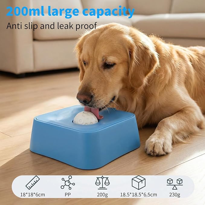 Slow Feeder Dog Lick Bowl for Liquid Treats-Bone Broth & Yogurt Mat for Dogs,3/4 Cup Capacity Calming Enrichment Toy for Post-Op Recovery or Dietary Supplement-for Large Medium Small Breeds. (Blue)