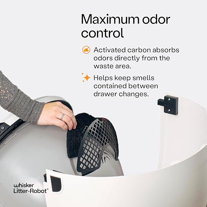 Whisker Litter-Robot 4 Carbon Filters, 6 Pack, Custom Fit Carbon Filter Pads for Litter-Robot 4, Absorbs and Reduces Litter Box Odors for Cleaner Smelling Home