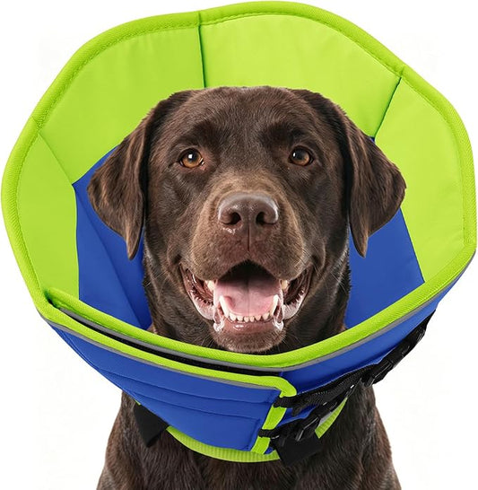AOFITEE Cones for Dogs, Soft Dog Cone Collar to Stop Licking, Adjustable Dog Cones Alternative After Surgery for Large Dogs, Pet Cone for Wound Protection with Hook & Loop Closure(Bluegreen,Large)