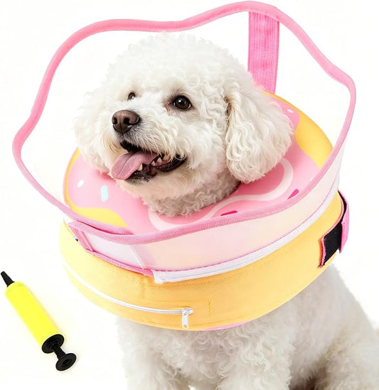 Dog Donut Collar, Inflatable Dog Cone Collar for Dogs to Stop Licking (Light Pink, XL)