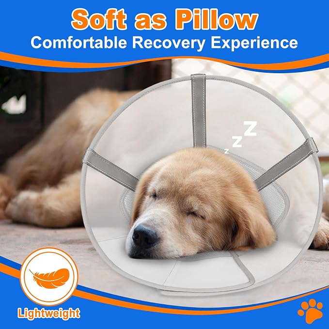 Breathable Mesh Dog Cone Collar for Surgery, Soft Elizabethan Recovery Alternative to Stop Licking,Pet Neck Collar for Large Medium Small Breeds, L
