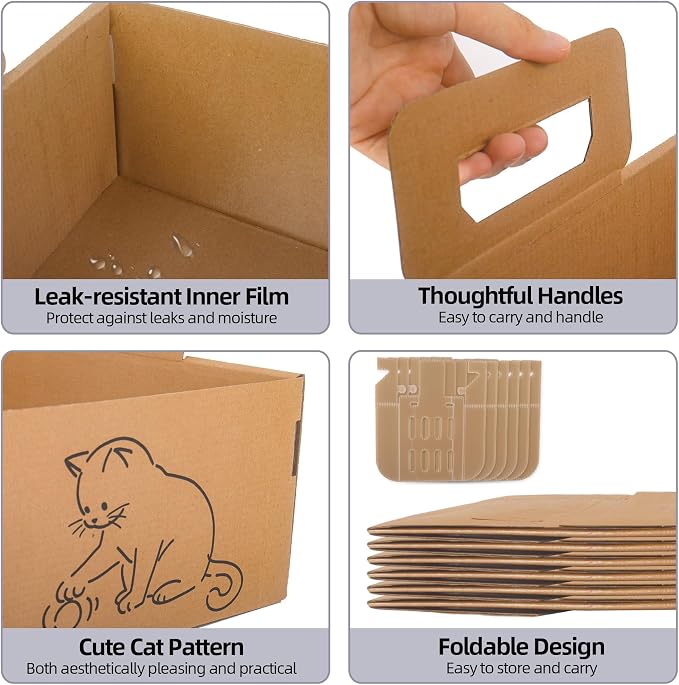 6 PCS Disposable Litter Boxes for Cats, Foldable & Portable Cat Litter Box with Scoops, Waterproof Hygienic, for Travel Car Hotel, Large (17x13.5x5.2in)