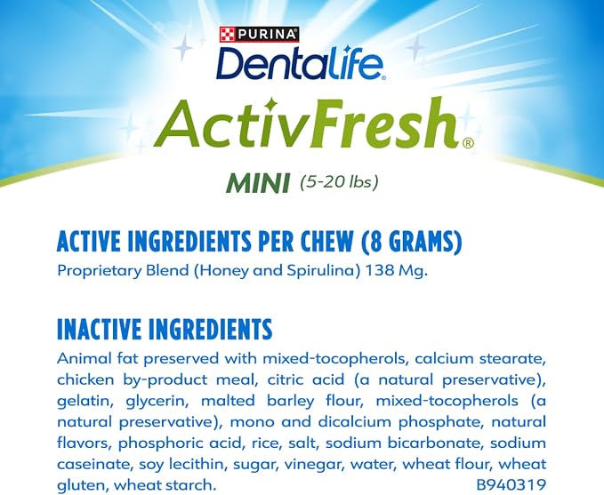 Dentalife ActivFresh Pack of 4 Dog Chews for Small Dogs, Dental Chews to Freshen Breath, Chicken Flavor, 13.5 oz. Each, 45 Each/90 Total - 45 Ct. Pouch