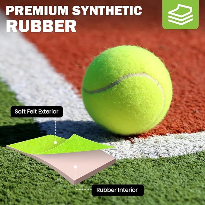 FURWEY Tennis Balls, 12/24/36/80 Pack Bulk Tennis Balls Pressureless Tennis Ball, Come with Mesh Bag for Easy Transport,Pet Dog Playing Balls, Good for Beginner Training Ball