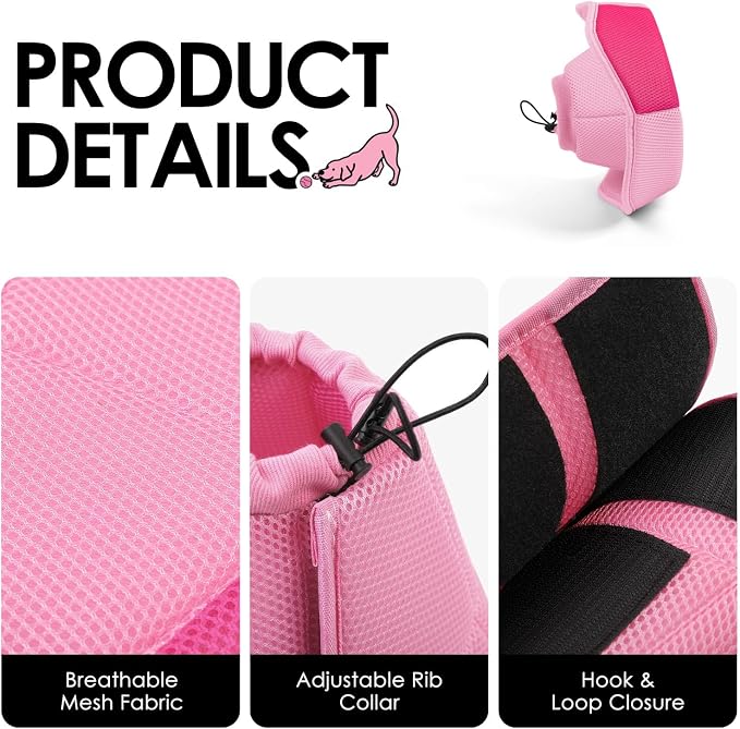 AOFITEE Dog Cone - Soft Dog Cone Collar to Stop Licking, Adjustable Comfy Cones for Dogs After Surgery, Foldable Cones for Dogs Elizabethan Pet E-Collar for Medium Pets, Pet Recovery Collar, Pink M