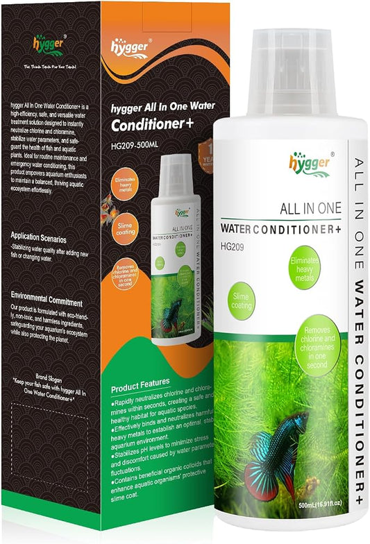 hygger Aquarium Water Conditioner for Freshwater, Neutralizes Chlorine, Chloramines, Reduce Heavy Metals, Ammonia & Nitrite, Safe for Fishes and Plants, 500 ML