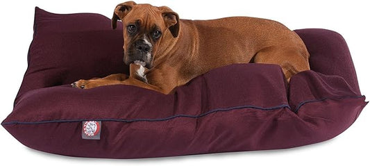 Majestic Pet Rectangle Large Dog Bed Washable – Non Slip Comfy Pet Bed – Dog Crate Bed Super Value Pillow Dog Bed – Dog Kennel Bed for Sleeping - Dog Bed Large Breed 46 x 35 Inch – Solid Burgundy