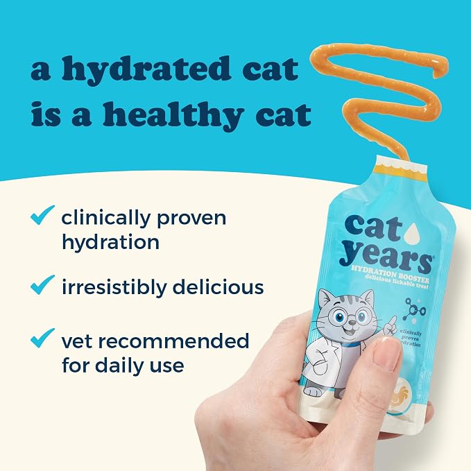 Cat Years Daily Lickable Cat Treat, Squeezable Hydration Booster, Supplement for Cats, 28-Pack, Chicken Flavor