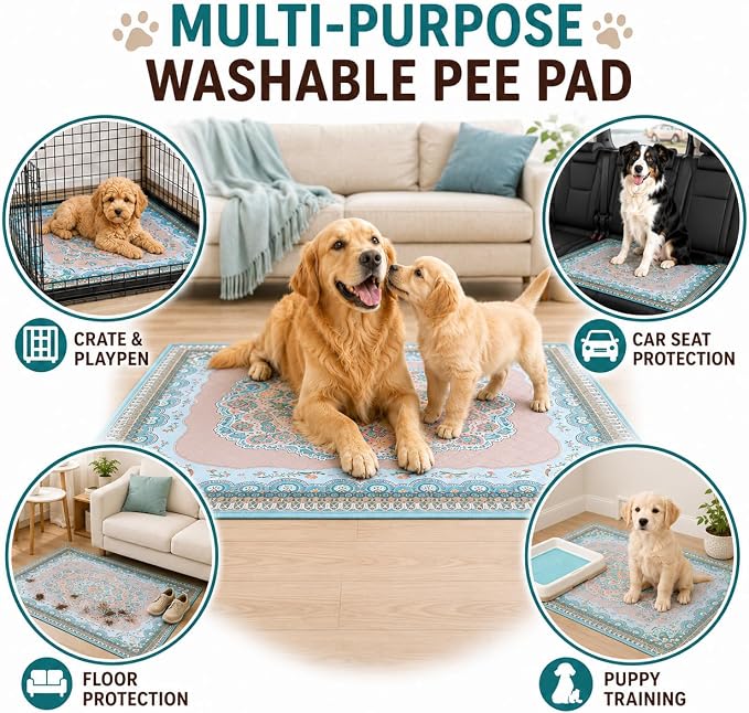 Washable Pee Pads for Dogs, 36"x36" 2 Pack Reusable Puppy Pads Pet Training Pads, Super Absorbent, 100% Waterproof Dog Pee Pads, Whelping, Housebreaking, Incontinence, for Playpen