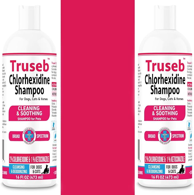 Truseb Topical Ketoconazole and Chlorhexidine Shampoo for Dogs, Cats, and Horses with Aloe - 32 oz (Ketoconazole & Chlorhexidine Shampoo, 32 oz)