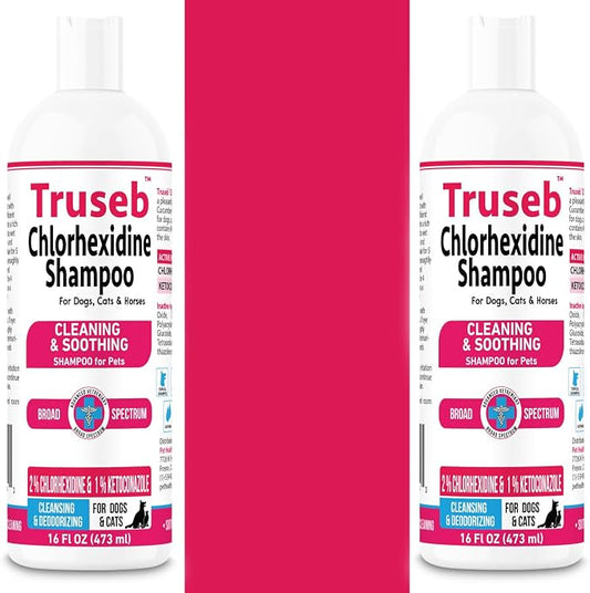Truseb Topical Ketoconazole and Chlorhexidine Shampoo for Dogs, Cats, and Horses with Aloe - 32 oz (Ketoconazole & Chlorhexidine Shampoo, 32 oz)
