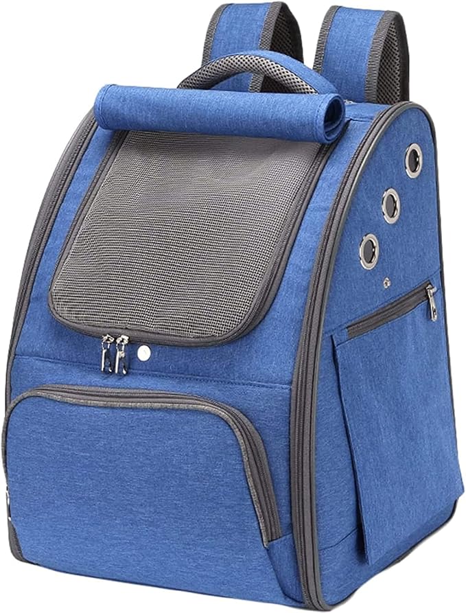 OLOTU Pet Backpack Collapsible Cat Backpack, Ventilated Design Cat Carrier, Outdoor Use Lightweight Portable Dog Backpack Carrier, Blue Spacious