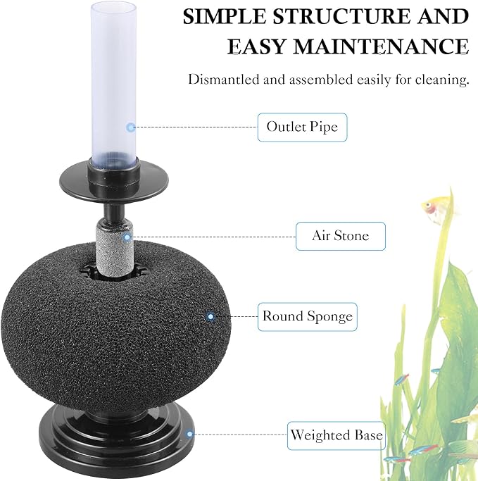 HITOP 110GPH Aquarium Air Pump and 7in Bio Sponge Filter