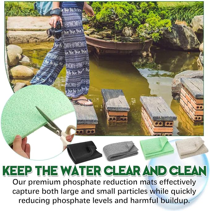 Treela 4 Pack Aquarium Filter Media Pads, 4-in-1 Mechanical & Chemical Filtration, Ammonia, Nitrite & Phosphate Removal, Cut-to-fit for Fish Tanks & Ponds, Improves Water Clarity & Odor Control