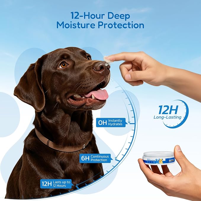 Lick Safe Dog Paw & Nose Balm - All Natural Moisturizing Wax with Coconut Oil & Shea Butter, Soothes Dry Cracked Paws & Snout, Heat & Cold Pavement Protection, 1.76 Oz Nose Butter