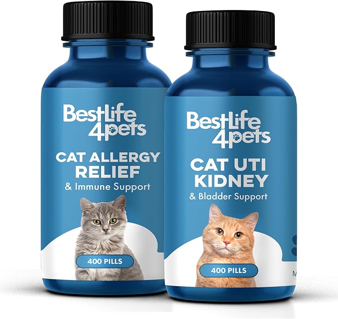 Cat UTI Remedy & Kidney Support for Cats, Natural Urinary Tract Infection and Cat Bladder Crystals Helps Flush Out Kidney Stones & Cat Allergy Relief & Immune Support, Relief for Seasonal Allergies