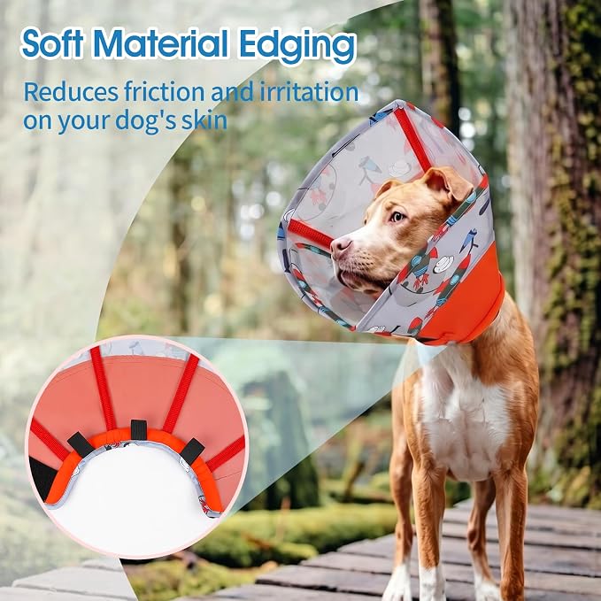 Medium Dog Cone Collar, Dog Elizabethan Collar for Dogs with Durable Material, for Surgery Recovery to Stop Licking and Allow Comfortable Sleep for Medium Breeds,M
