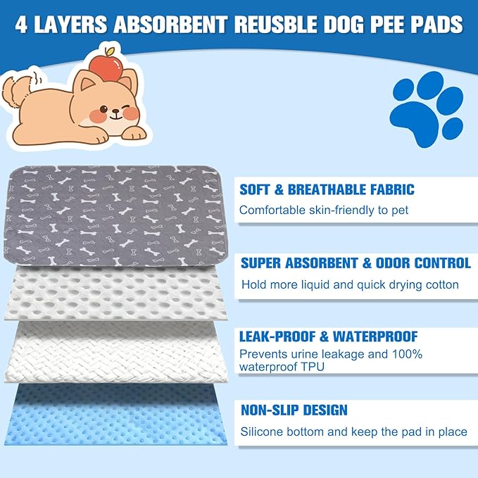 2 Pack Puppy Pads with Pheromones,Washable Puppy Pads for Dogs,Leak-Proof & Anti-Slip,Reusable Absorbent Dog Training Pad for for Playpen,Whelping Box,Potty Training (27.6" × 31.5")