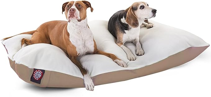 Majestic Pet Rectangle X-Large Dog Bed Washable – Removable Slipcover Pet Bed – Dog Crate Bed Super Value Pillow Dog Bed – Dog Kennel Bed for Sleeping - Dog Bed X-Large Breed 42 x 60 Inch – Khaki
