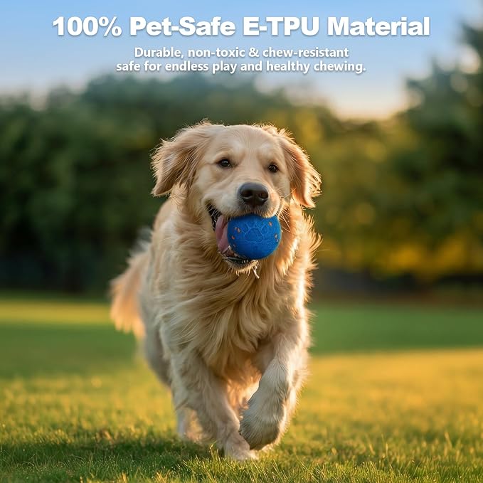 Interactive Dog Toys, Smart Dog Ball - 3.2 Inch, Automatic Moving Bouncing, E-TPU Material, Chew-Proof, Rechargeable, IPX7 Waterproof for Medium Large Dogs - Indoor & Outdoor