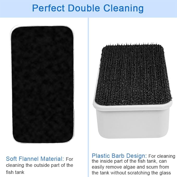 DaToo Aquarium Cleaner Fish Tank Glass Cleaner Algae Scraper Magnetic Scrubber Algae Clean Brush, 2 Pcs, 1 Yr Warranty