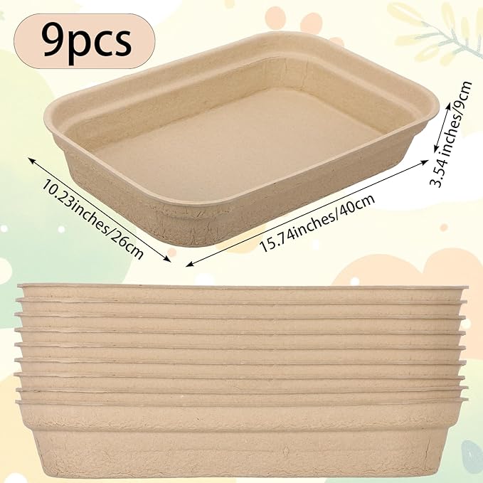 9 Pack Disposable Cat Litter Boxes, Cardboard Kitty Litter Trays with Leak-Proof Liners, Temporary Travel Toilet for Picky Cats, Small Animals, Eco-Friendly, Easy Clean-Up