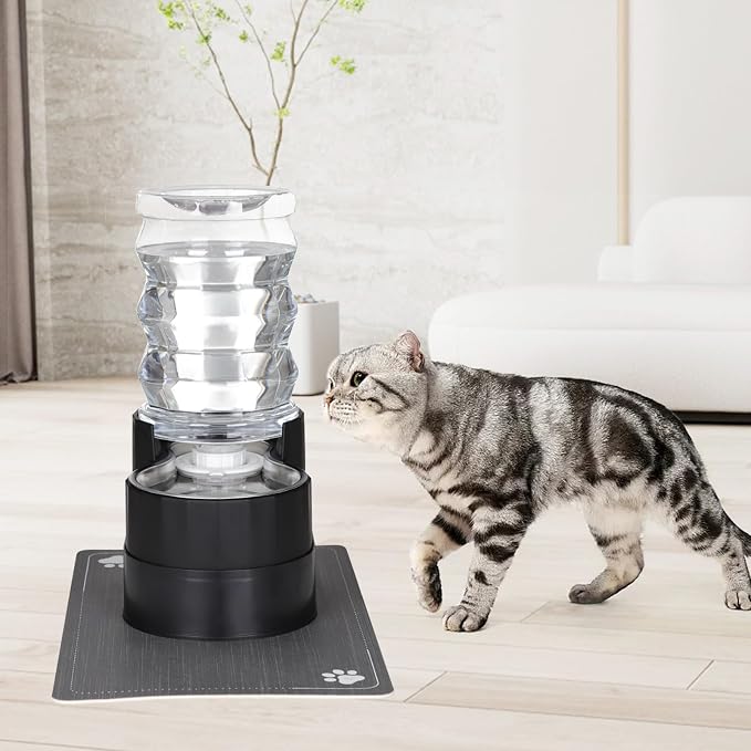 RIZZARI Automatic Dog Water Dispenser: 7L Black Stainless Steel Waterer - Elevated Design Eases Joint Strain & Supports Spine Health-Helps Prevent Urinary Stones-for Senior & Large Dogs-Indoor Use