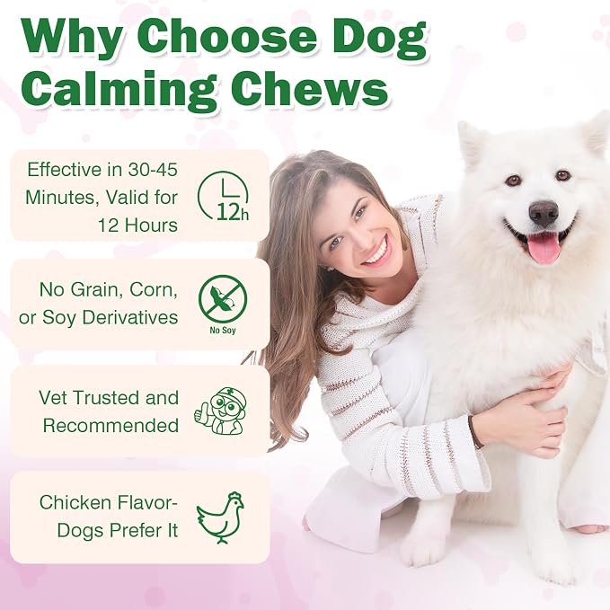 Calming Chews for Dogs 200 ct, Chicken Flavor, Melatonin of Dogs Travel, Veterinary Visits, Separation