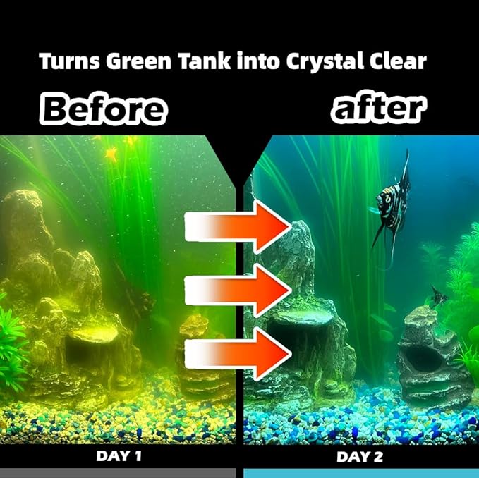 Aquarium Filter for 100-500 Gallon Tank, U-V Fish Tank Green Clean Machine Submersible Powerful Pump Canister Filter 600GPH for Pond Turtle Tank Saltwater Freshwater Crystal Clear Green Killing