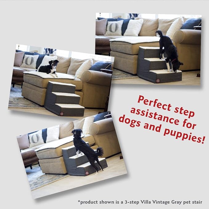 Majestic Pet 3 Step Portable Dog Stairs for Small Dogs to get on Bed Supports 250 lbs or Less – Dog Steps for High Bed with Machine Washable Cover –Pet Stairs for Cats Boho Arrow White/Black
