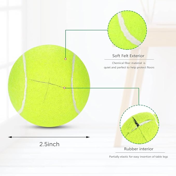 Macarrie 40 Pieces Precut Tennis Balls for Chairs Tennis Ball Chairs Foot Covers for Furniture Leg Classroom Floor Protection Chair Desk Legs Coverings(Yellow)