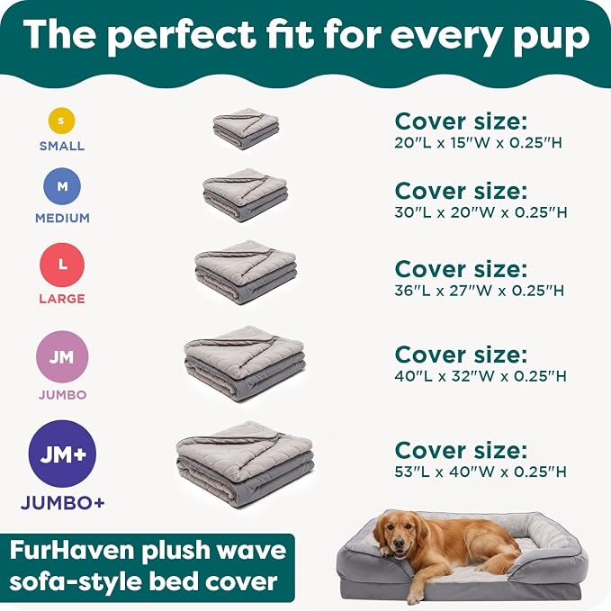 Furhaven Replacement Dog Bed Cover Faux Fur & Velvet Sofa-Style, Machine Washable - Dark Sage, Medium
